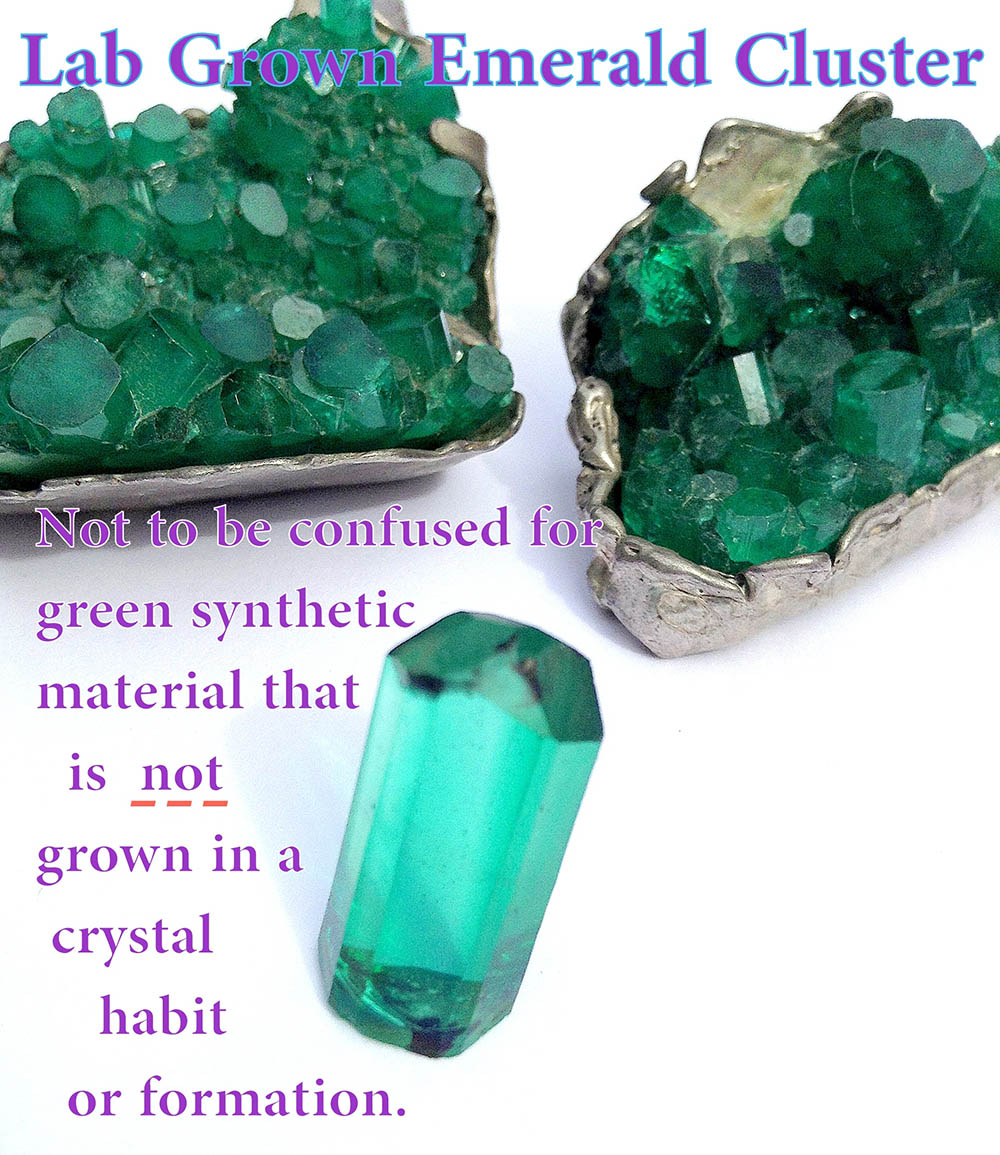 Laboratory grown emerald cluster, not synthetic.