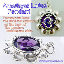Lotus shaped amethyst pendant for Saturn in silver