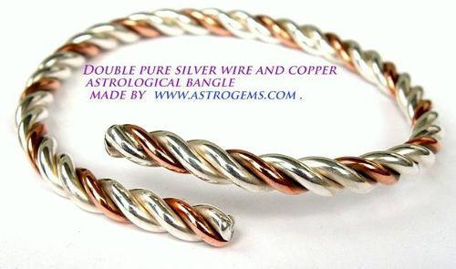 pure silver and pure copper astrological wire bracelet