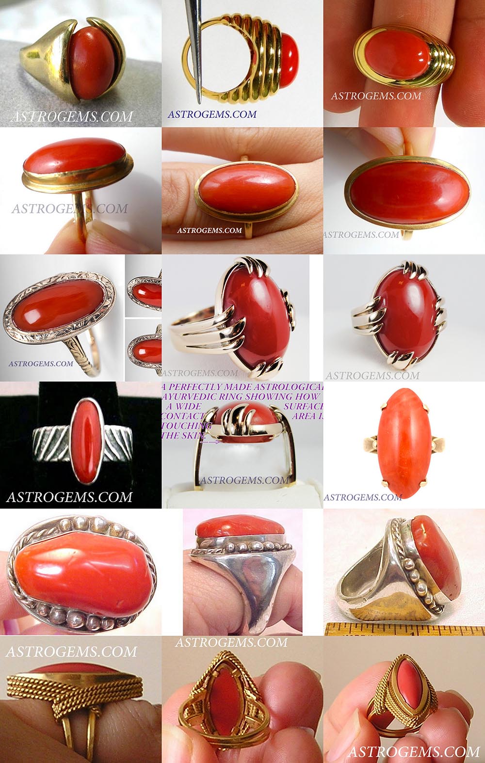 red coral astrological rings