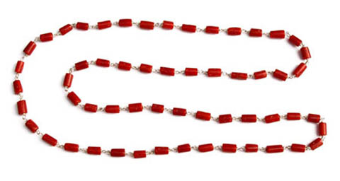Astrological, ayurvedic red coral necklaces. We only use genuine, carbonated astrological red coral in our items.