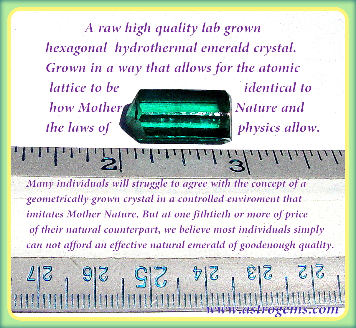 Laboratory grown emerald cluster, not synthetic.
