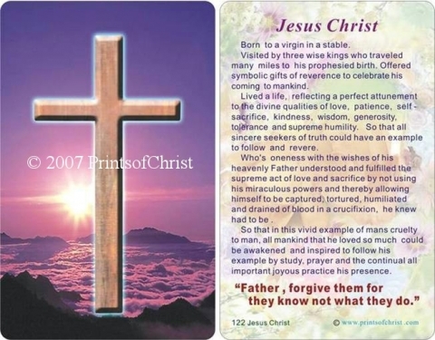prayer card with cross